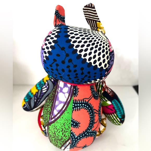 Ankara patchwork Stuffed Toy Rhino 12"H Unique handmade colorful - Picture 8 of 12